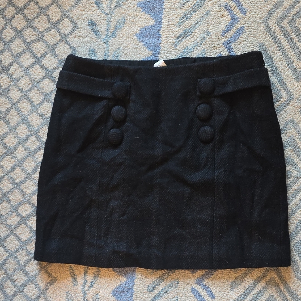 J. Crew Black Mini Skirt with Button Accents